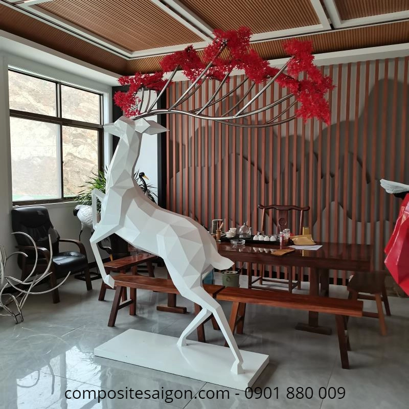 mo hinh bang nhua composite cao cap13 1 2016 - Mô hình hươu sừng hoa nghệ thuật độc đáo